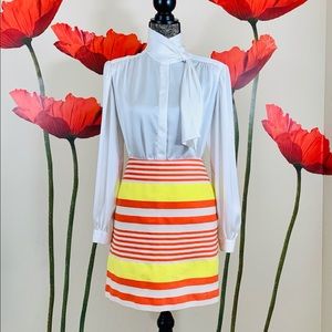 Ann Taylor Colorful Orange Striped Pencil Skirt